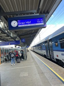 Přestup na autobus v Grazu