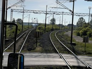 Rozdělení trati směr Slavonski Brod (vpravo) a Koprivnica (vlevo).