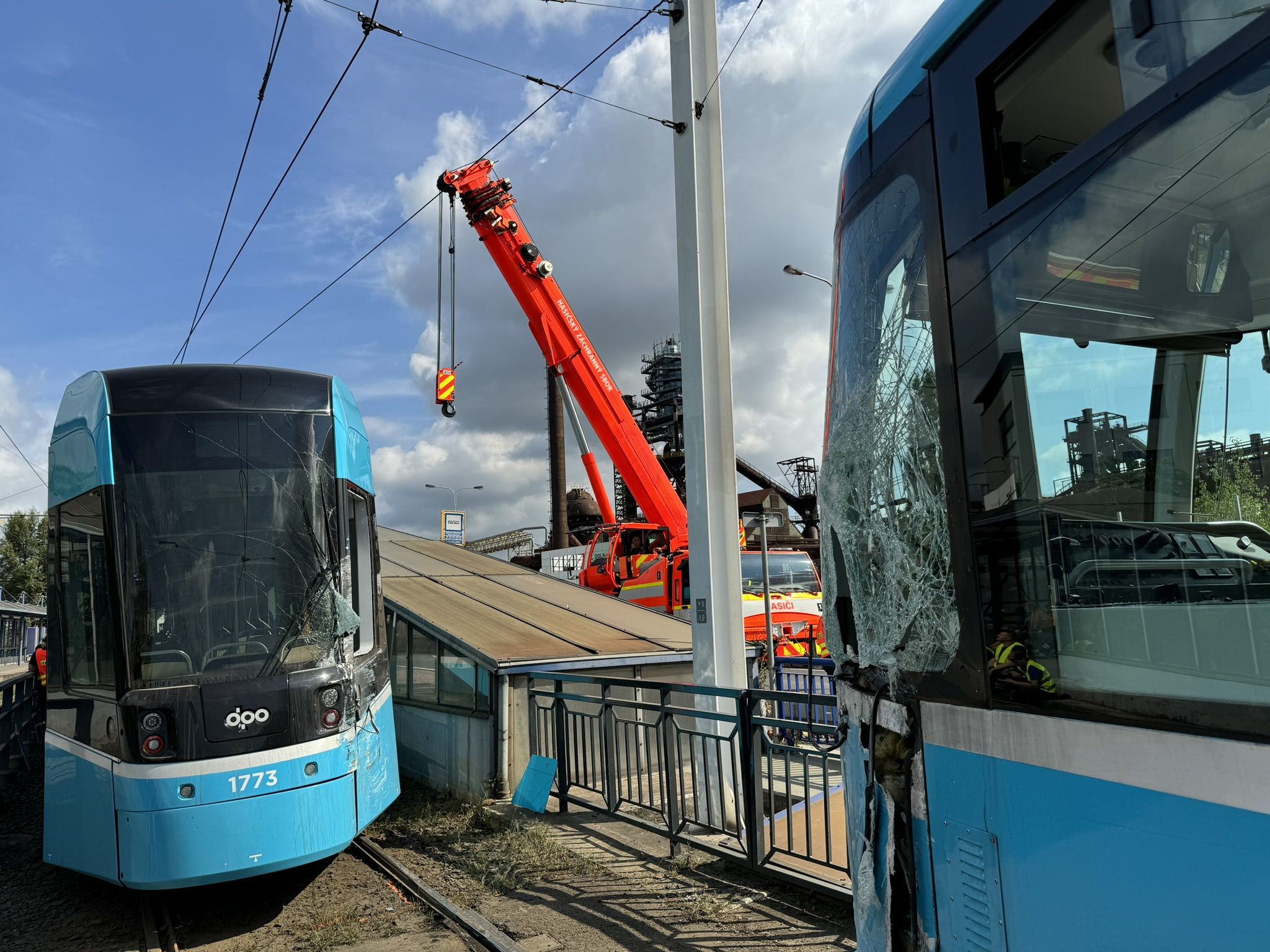 Srážka tramvají v Ostravě. Foto: HZS MSK