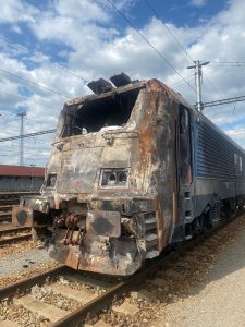 Poškozená lokomotiva 380.004. Foto: Jan Čeloud