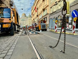 Práce na opravě tramvajové trati na Václavském náměstí. Foto: DPP - Dominika Brabcová