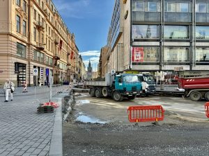 Práce na opravě tramvajové trati na Václavském náměstí. Foto: DPP - Dominika Brabcová