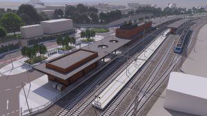 Nový terminál Jihlava město, vizualizace. Pramen: Správa železnic