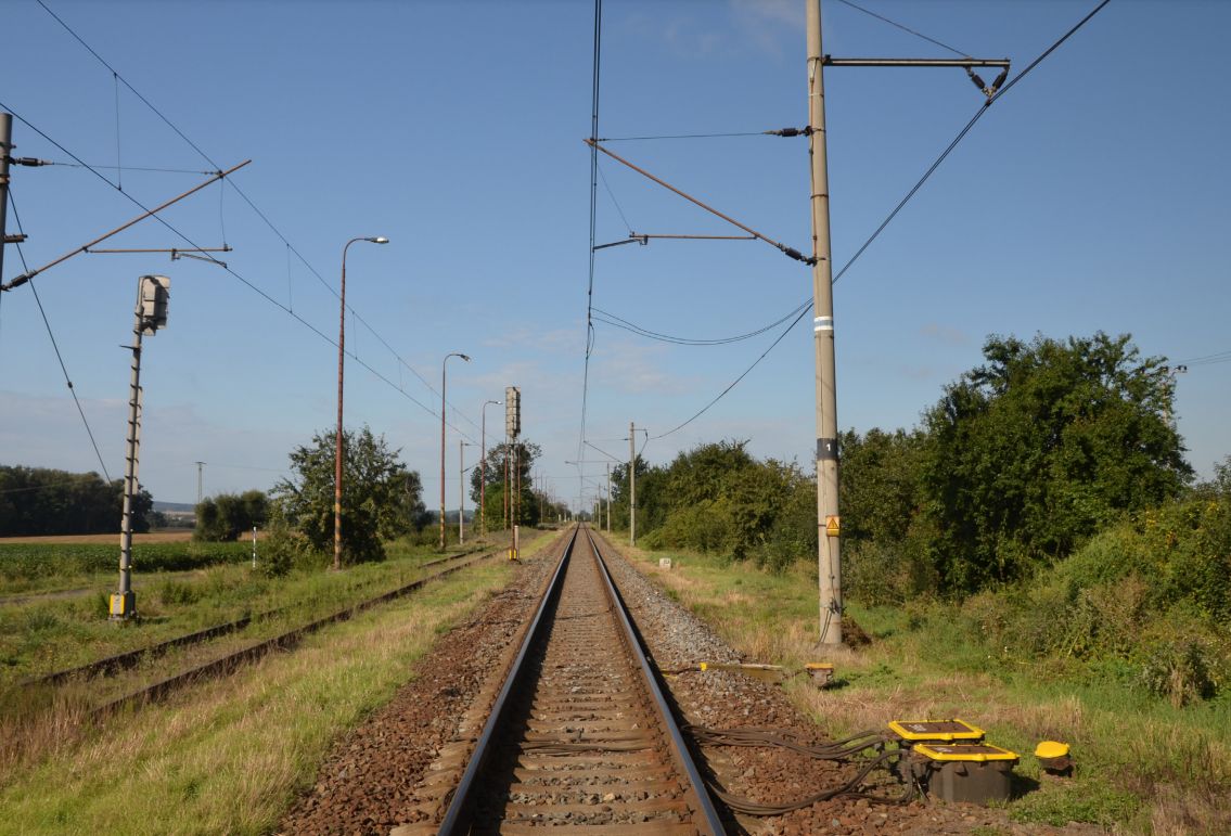 Úsek tratě Nezamyslice - Kojetín. Pramen: Správa železnic