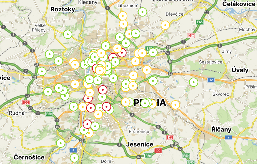 Pražské dopravní omezení a uzavírky podle webu Opravujeme.to Zdroj: TSK