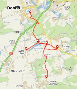 Trasy plánovaných cyklostezek do Dobříše. Foto: Město Dobříš