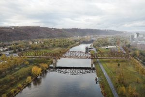 Vizualizace přesunu konstrukce Výtoňského mostu do nové lokality. Zdroj: IPR