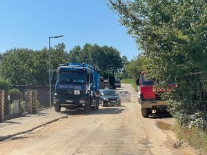 Únik splašků na stavbě D3 řeší vodárenská společnost. Foto: Jan Šindelář / Zdopravy.cz