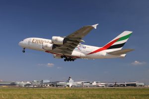 Airbus A380 Emirates v Praze.
Zdroj: Letiště Praha