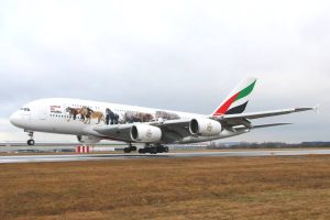 Airbus A380 Emirates v Praze.
Zdroj: Letiště Praha