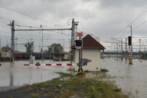 Železniční uzel Ostrava pod vodou.
Zdroj: Správa železnic