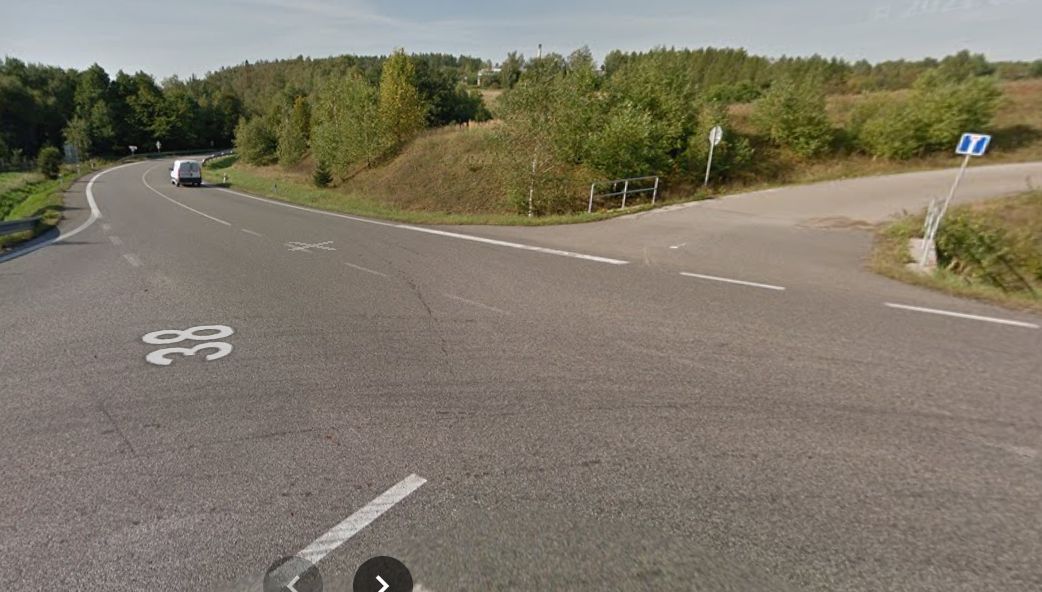 Silnice I/38 na jih od Jihlavy. Foto: Google Street View