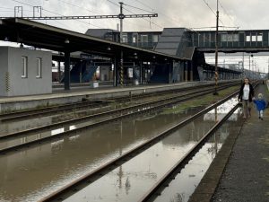 Železniční uzel Ostrava pod vodou. Zdroj: Správa železnic