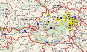 Omezení na rakouské žel. síti (pondělí 16. září 2024). Pramen: ÖBB