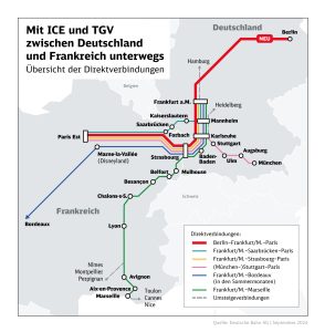 Vysokorychlostní spojení mezi Německem a Francií od prosince 2024. Foto: Deutsche Bahn