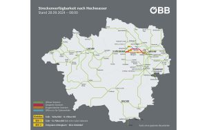 Poškozené úseky povodní v Rakousku, stav k 28.9. 2024. Foto: ÖBB