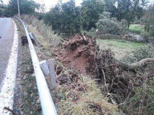 Poškozená silnice I/23 u Třebíče. Foto: ŘSD