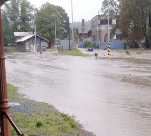 Zatopená stanice Vrbno pod Pradědem. Foto: GW Train Regio