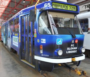 Tramvaj propagující Slovan Liberec.
Zdroj: Slovan Liberec