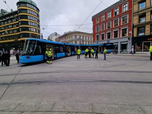 Vykolejení tramvaje v Oslu. Foto: Unni Dille / Facebook.com