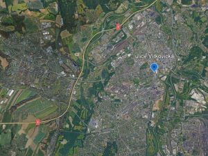 Vítkovická ulice v Ostravě na mapě.Zdroj: Google Earth