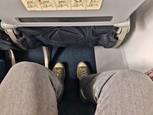 Místo na nohy v exit-row ČSA A320. Foto: Aleš Petrovský