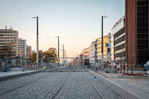 Dokončované prodloužení tramvajové trati na Pankráci. Foto: PID