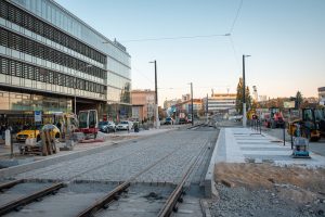 Dokončované prodloužení tramvajové trati na Pankráci. Foto: PID