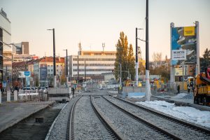 Dokončované prodloužení tramvajové trati na Pankráci. Foto: PID