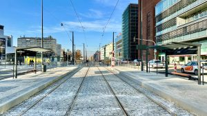 Poslední práce na prodloužení tramvajové trati na Pankrác. Foto: DPP