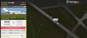 Nouzové přistání Cessny C-525B české společnosti Aeropartner v Praze.Zdroj: Flightradar24 