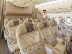 Prémiová ekonomická třída v Airbusu A350 Emirates. Zdroj: Emirates