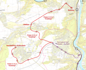 Návrh prodloužení tramvajové trati ze Suchdola do Roztok a Horoměřic. Zdroj: Středočeský kraj