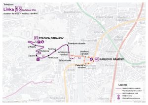 Elektrifikace linky 176 Karlovo náměstí - Strahov. Zdroj: DPP