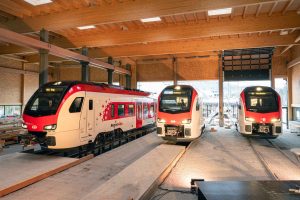 Nové jednotky Stadler FLIRT Evo pro trojici švýcarských dopravců SBB, RegionAlps a Thurbo. Foto: Stadler Rail