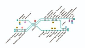 Mapa tramvajových linek Trambesòs včetně nové trati. Foto: Ajutantament de Barcelona