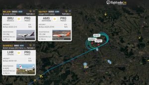 Omezení provozu na Ruzyni.Zdroj: Flightradar24