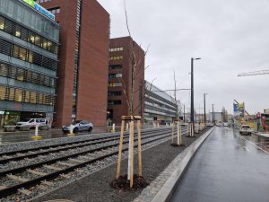 Prodloužení tramvajové trati a nová zastávka Pankrác. Foto: Zdopravy.cz / Jan Nevyhoštěný