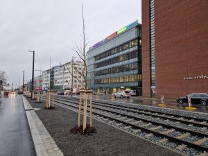 Prodloužení tramvajové trati a nová zastávka Pankrác. Foto: Zdopravy.cz / Jan Nevyhoštěný