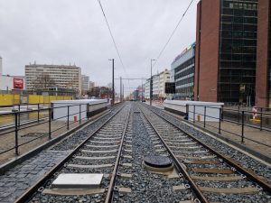 Prodloužení tramvajové trati a nová zastávka Pankrác. Foto: Zdopravy.cz / Jan Nevyhoštěný