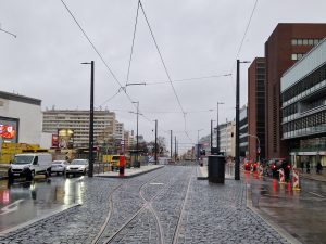 Prodloužení tramvajové trati a nová zastávka Pankrác. Foto: Zdopravy.cz / Jan Nevyhoštěný