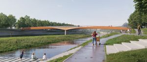 Lávka přes Vltavu v Č. Budějovicích, vítězný návrh. Autor: MDS projekt / Prokš, Přikryl architekti