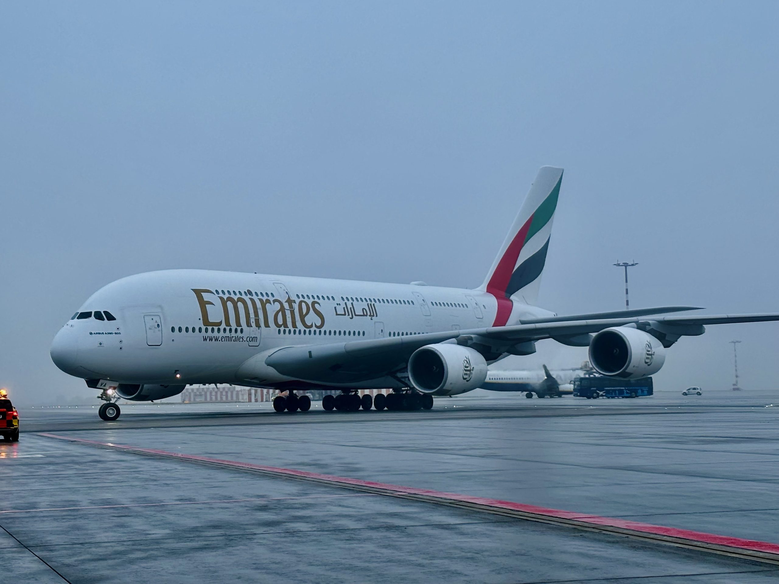 Airbus A380 Emirates v Praze. Zdroj: Letiště Praha