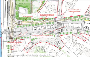 Urbanistický návrh navazující na rekonstrukci Vyšehradského mostu. Zdroj: Vysehradskymost.cz