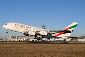 Airbus A380 letecké společnosti Emirates ve Vídni. Zdroj: Facebook.com - Letiště Vídeň / Flughafen Wien