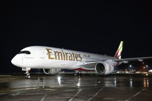 Airbus A350-900 letecké společnosti Emirates na svém prvním komerčním letu s cestujícími.
Zdroj: Emirates