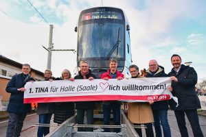 První tramvaj Stadler TINA pro Halle. Foto: Havag.de