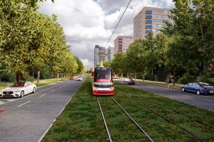 Vizualizace tramvajové trati Počernická. Zdroj: DPP