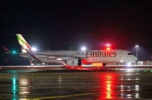 Airbus A350-900 letecké společnosti Emirates na svém prvním komerčním letu s cestujícími. Zdroj: Emirates