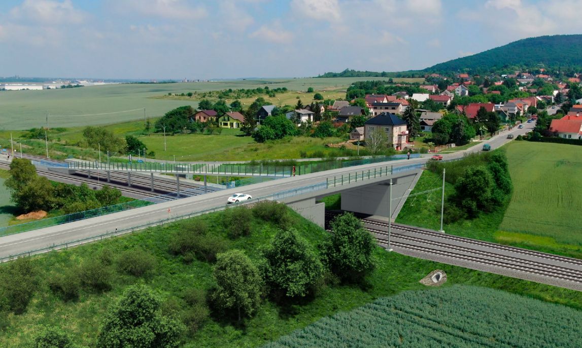 Vizualizace trati mezi Mladou Boleslaví a Nymburkem u Nepřevázky. Foto: Správa železnic